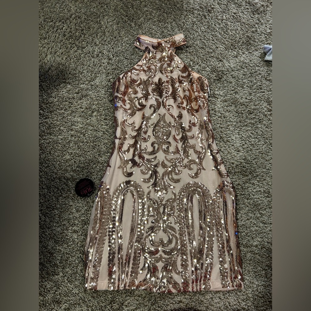 Sequin halter neck party dress